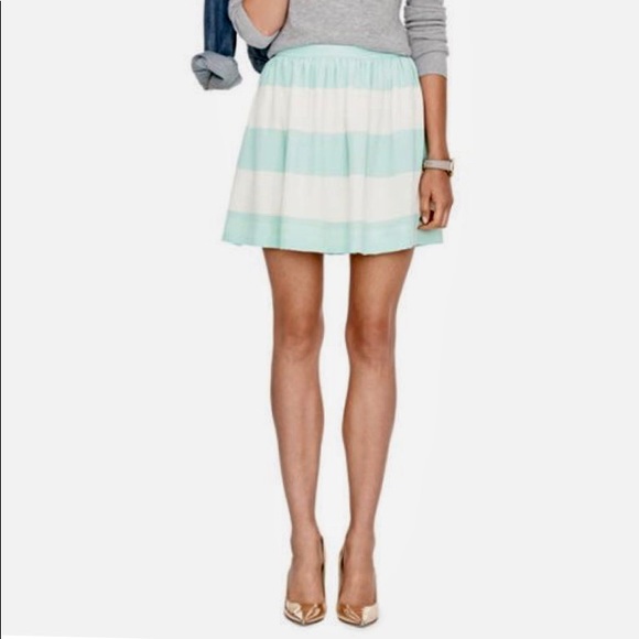 Fossil Daphne Mint & White Stripe Silk Skirt Sz 2 - Picture 6 of 6